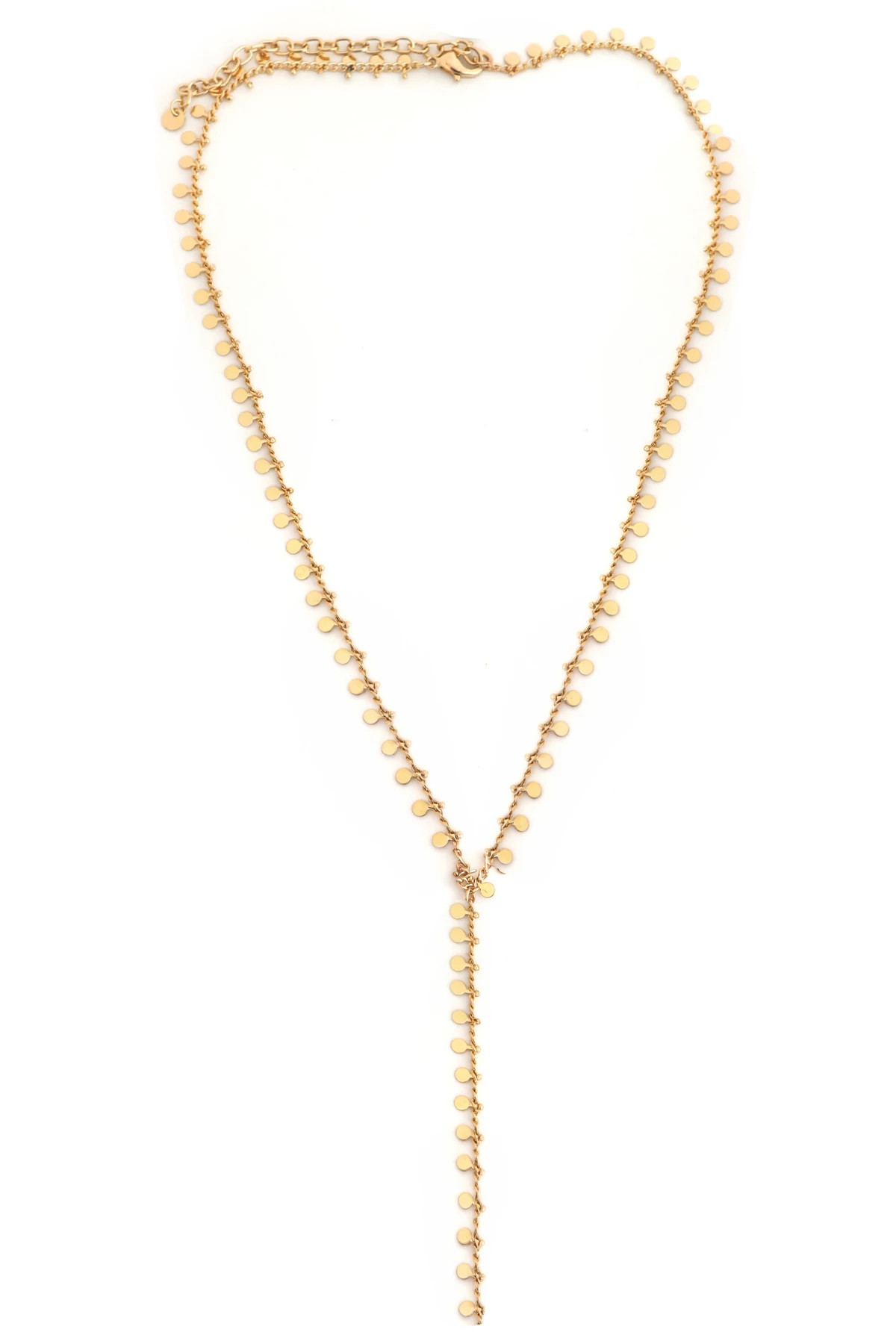 GOLD Sequin Y Coin Necklace image number 1