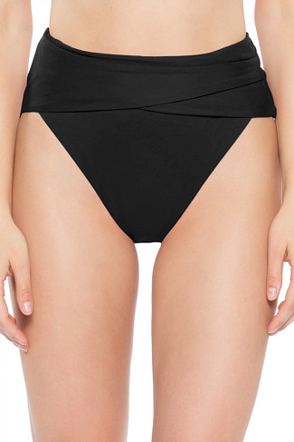 BLACK Wrap Front High Waist Bikini Bottom