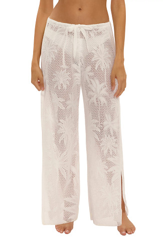 WHITE Palm Lace Wide Leg Cover Up Pants