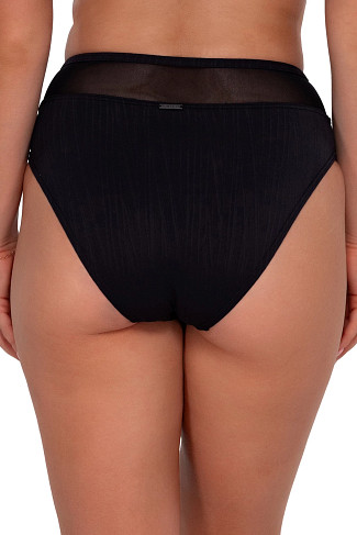 BLACK SEAGRASS TEXTURE Annie High Waist Bikini Bottom