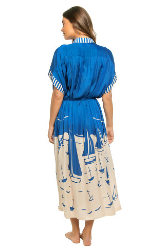 SAILBOATS Valerie Sailboat Print Caftan Dress