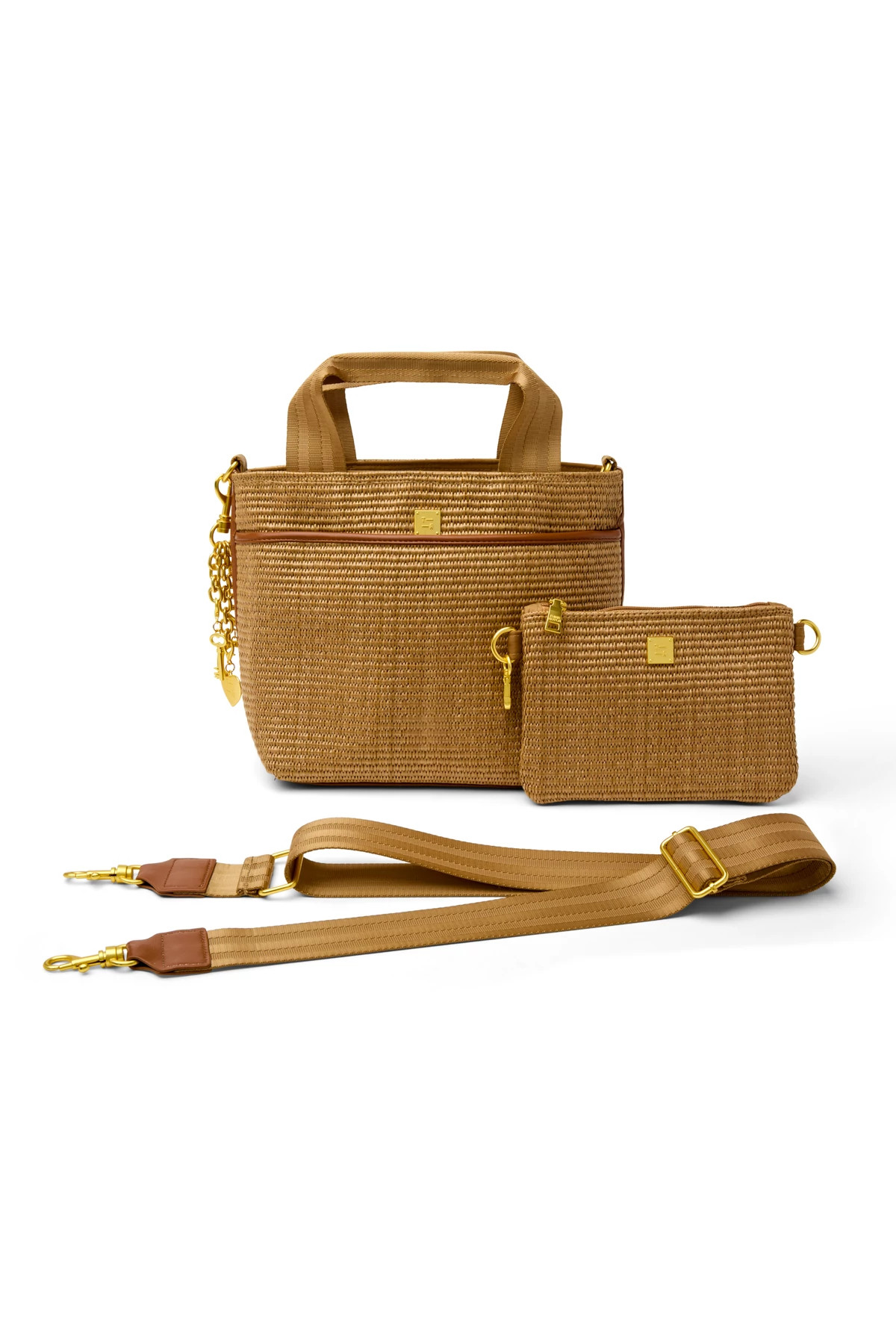SAND DUNE/SAND DUNE WEB Escape Raffia Tote Bag with Pouch image number 2
