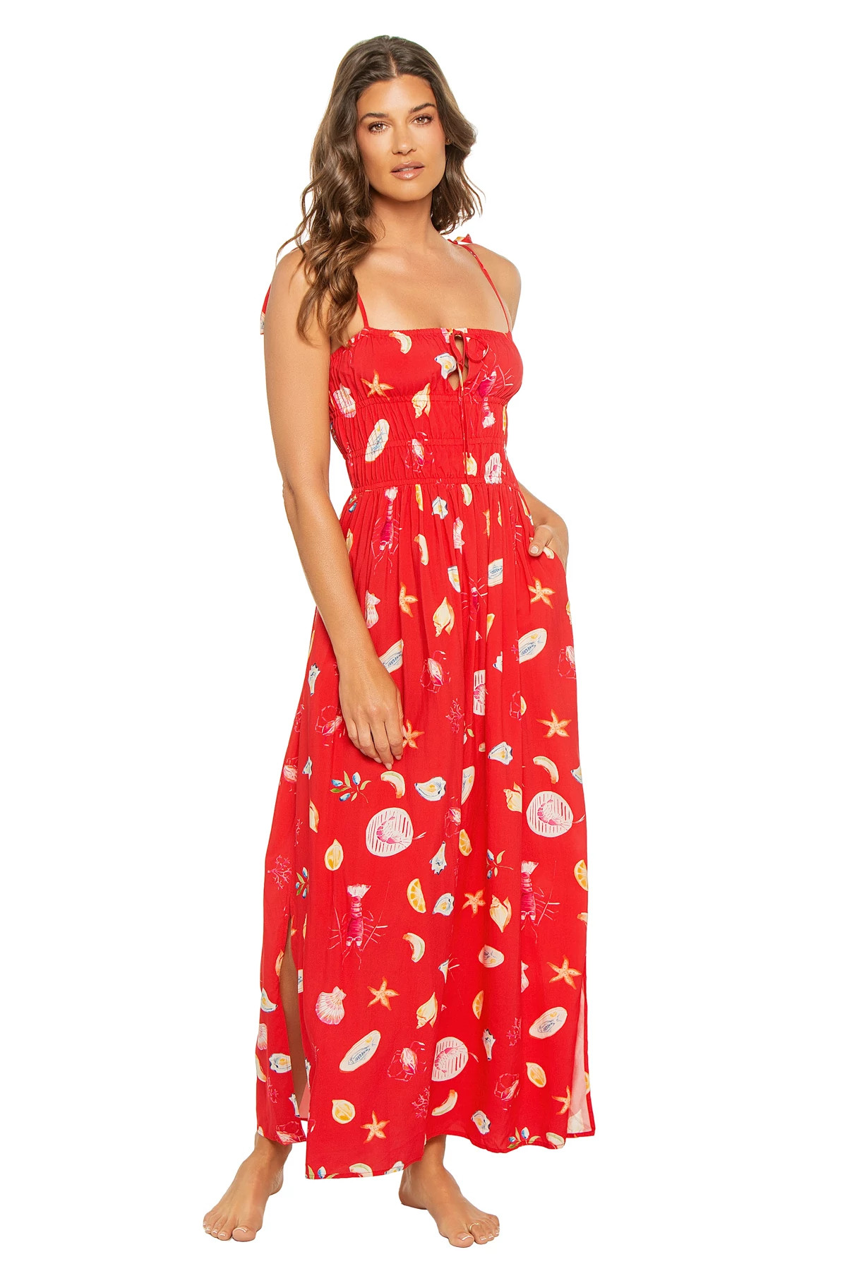 RED Sirena Lobster Print Maxi Dress image number 1
