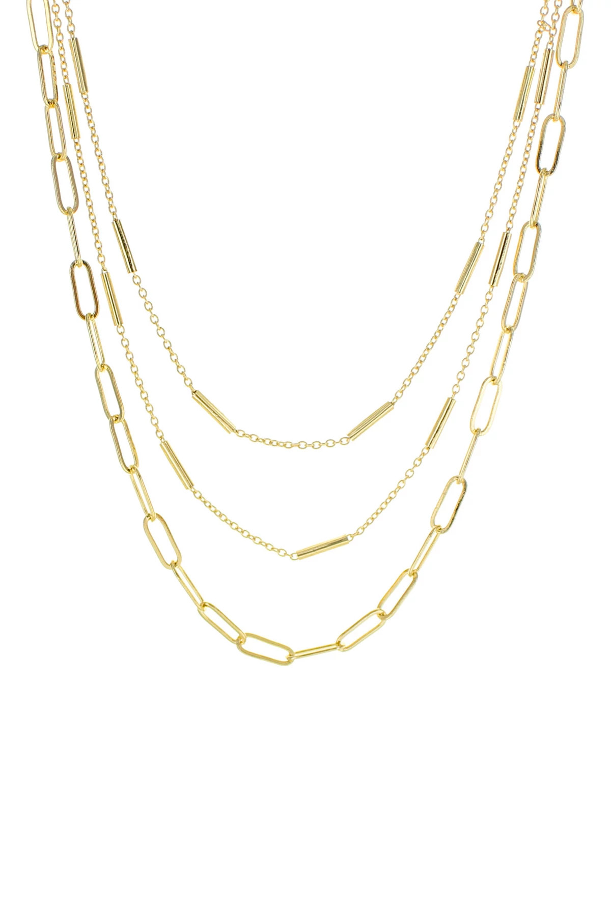GOLD Delicate Layered Straight Bar Necklace image number 2