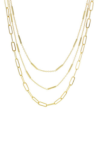GOLD Delicate Layered Straight Bar Necklace