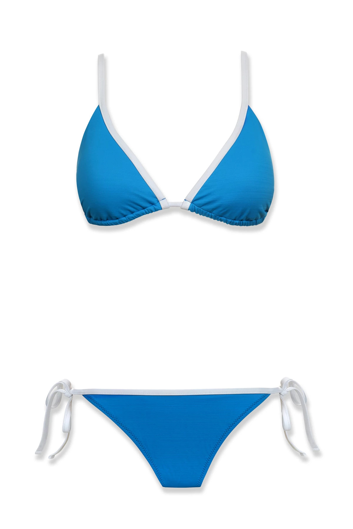 AZURE BLU/WHITE Textured Eco Hipster Tie Bikini Bottom image number 4