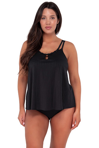 BLACK SEAGRASS TEXTURE Sadie Tankini Top