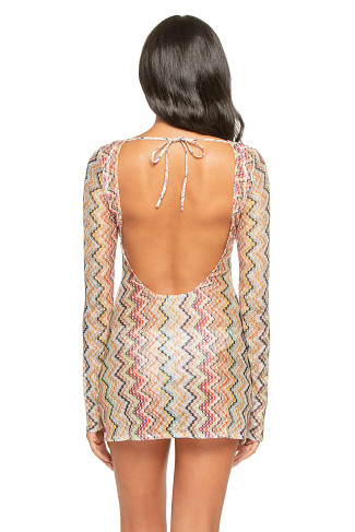 MULTI Chevron Knit Long Sleeve Mini Dress