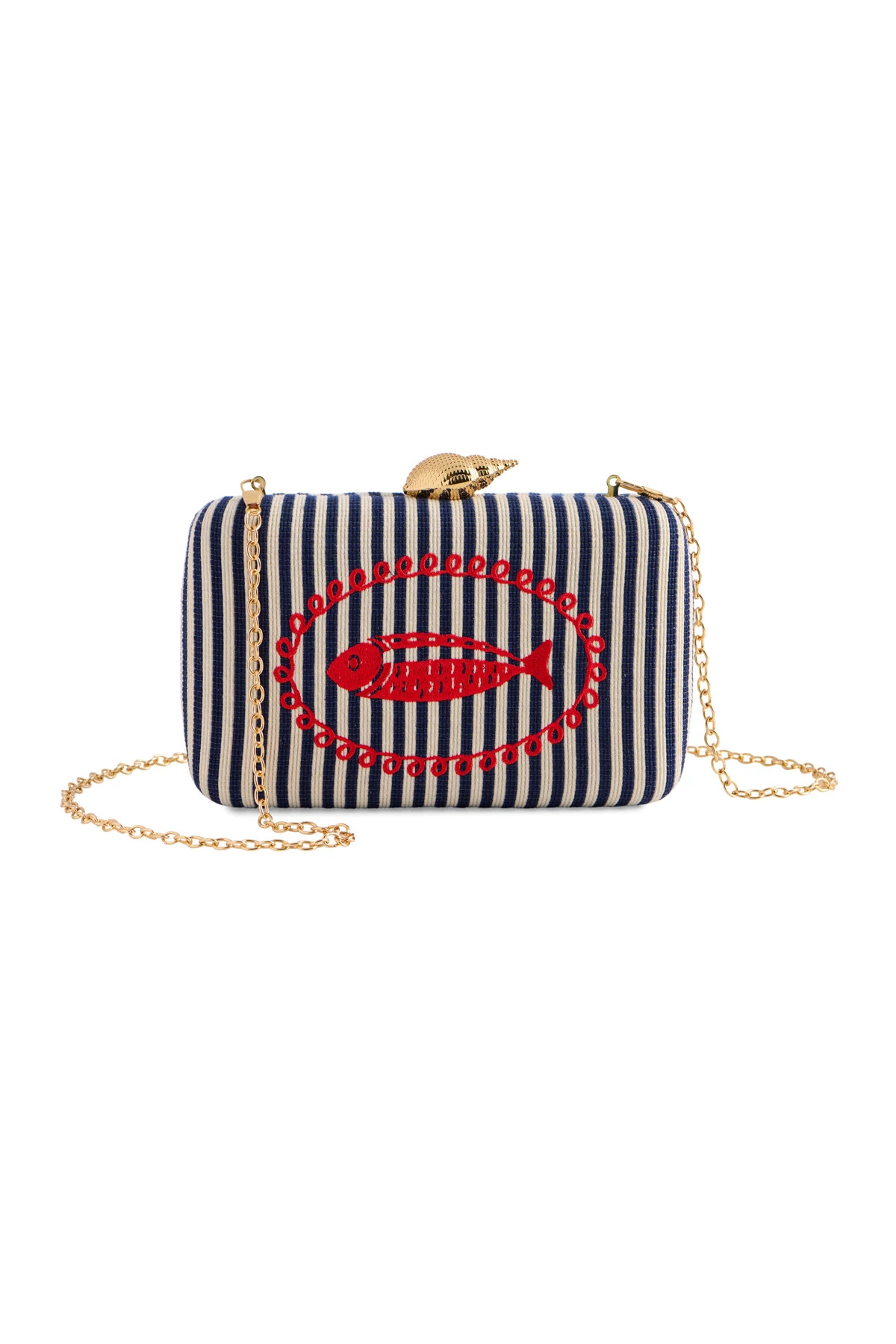 NAVY Marina Fish Minaudi&egrave;re Clutch image number 2