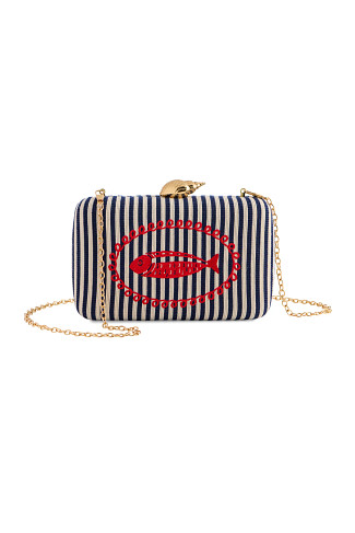 NAVY Marina Fish Minaudi&egrave;re Clutch