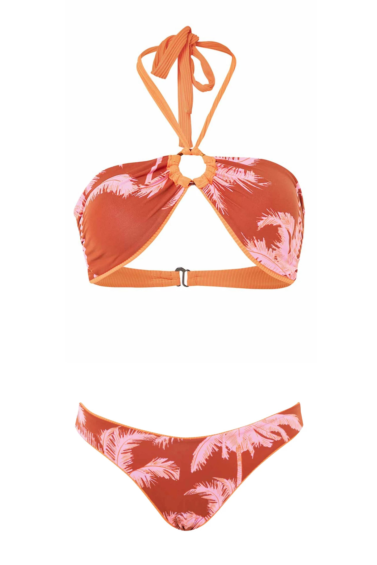 VIBRANT ORANGE Jill Ring Reversible Bandeau Bikini Top image number 3