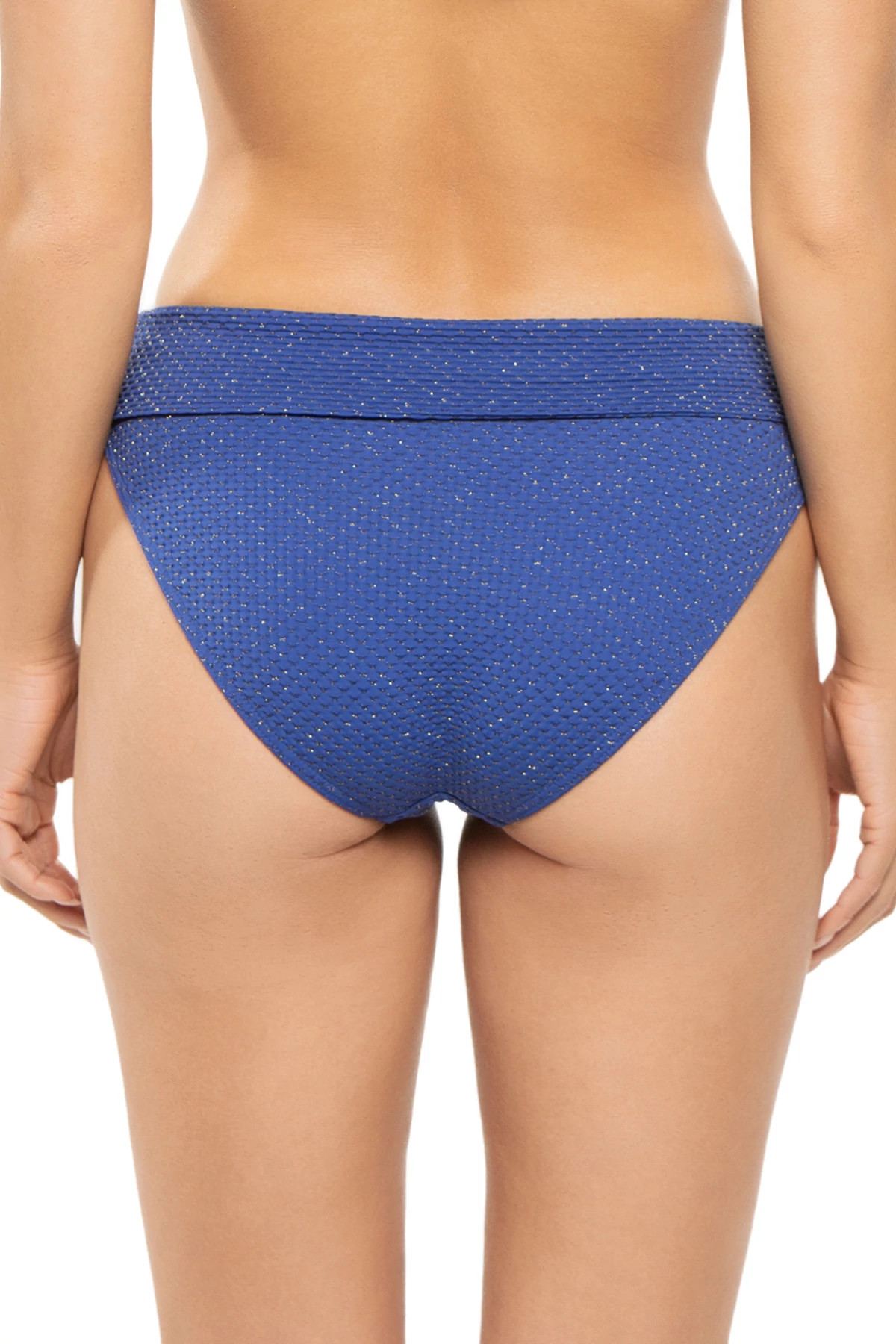 NAVY SCALLOP Sydney Textured Hipster Bikini Bottom image number 3