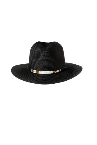 BLACK Beaded Panama Hat