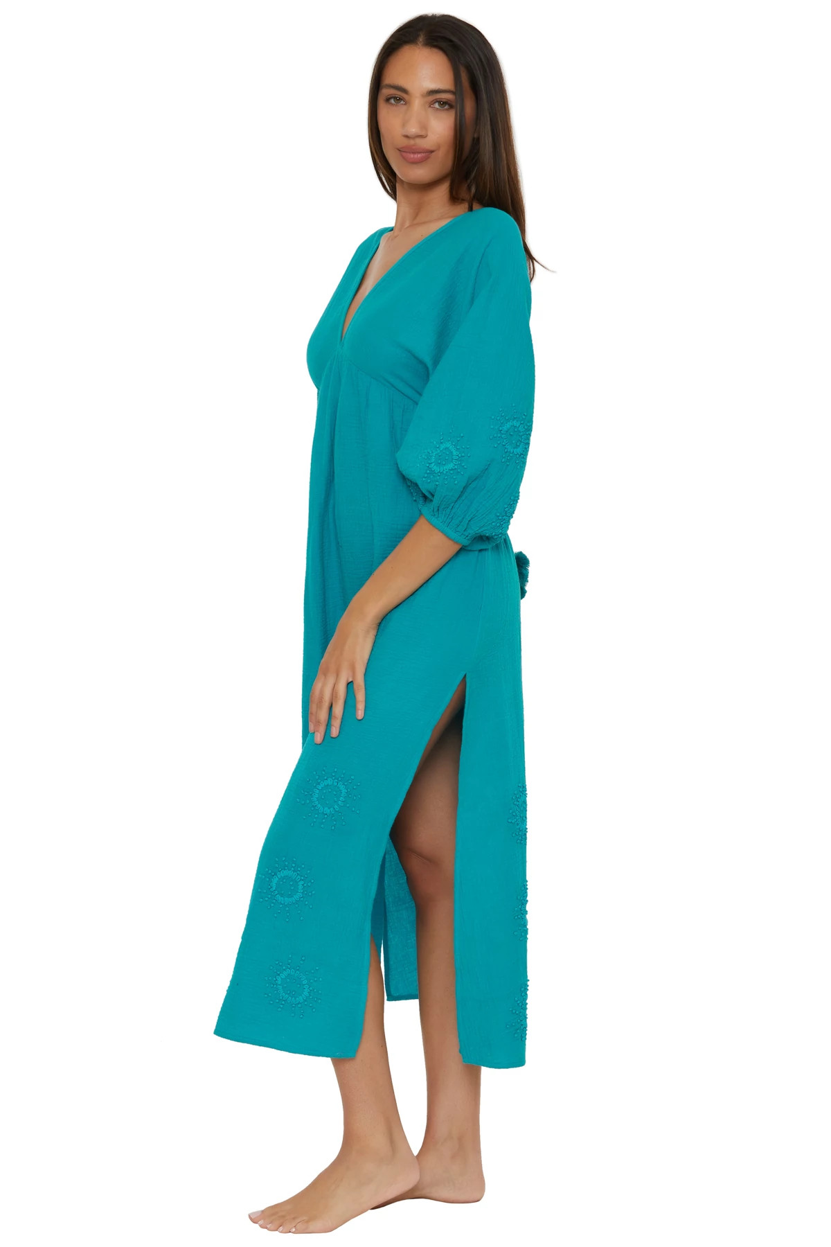 TURKANA TEAL Open Back Maxi Dress image number 3