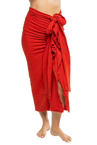 BRICK RED Zarah Tie Side Skirt