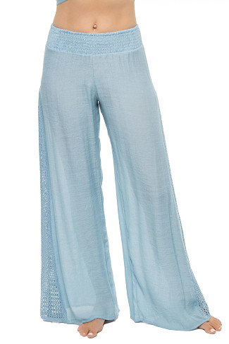 LIGHT BLUE Crochet Smocked Pants