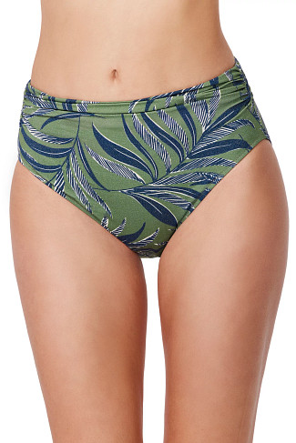DUSK GREEN La Palm Shirred High Waist Bottom