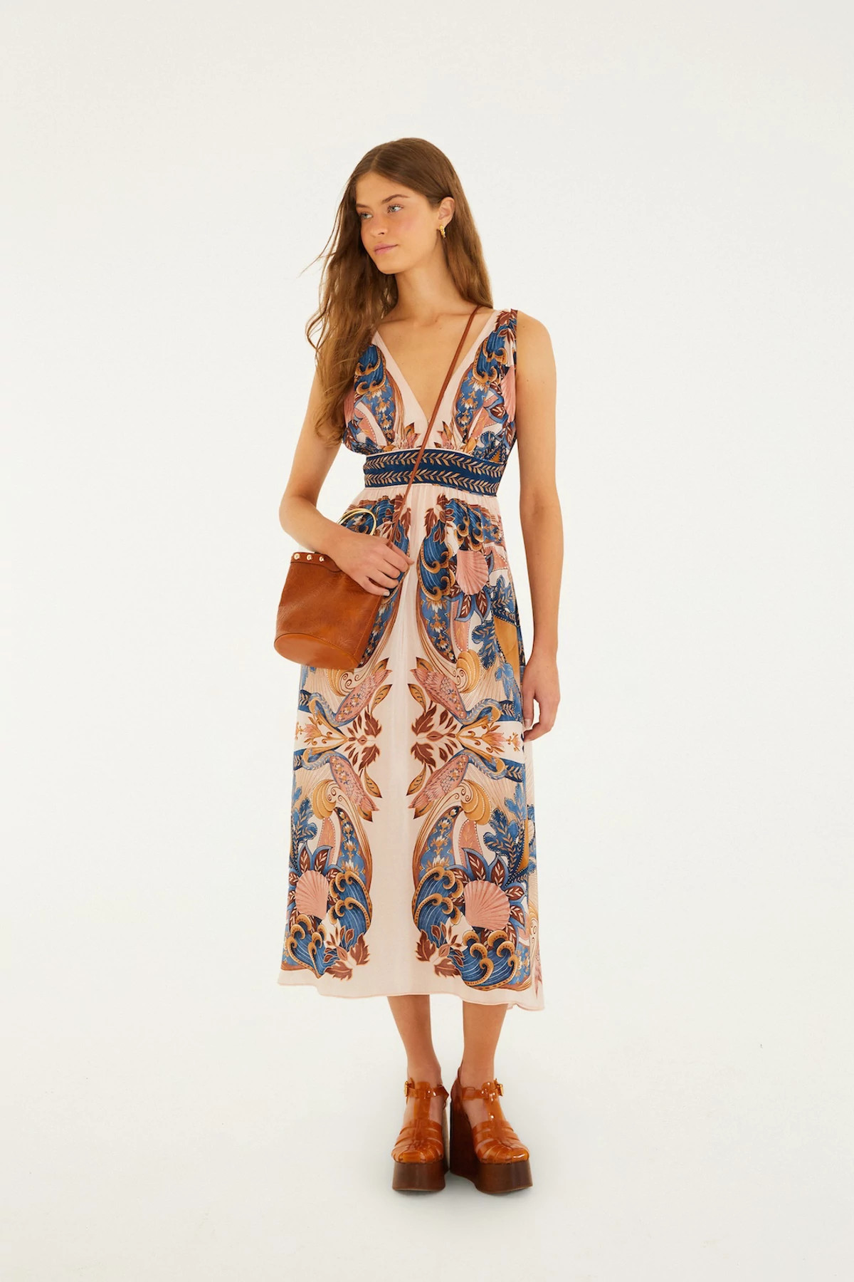 GARDEN SCARF SOFT PINK Garden Scarf Midi Dress image number 3