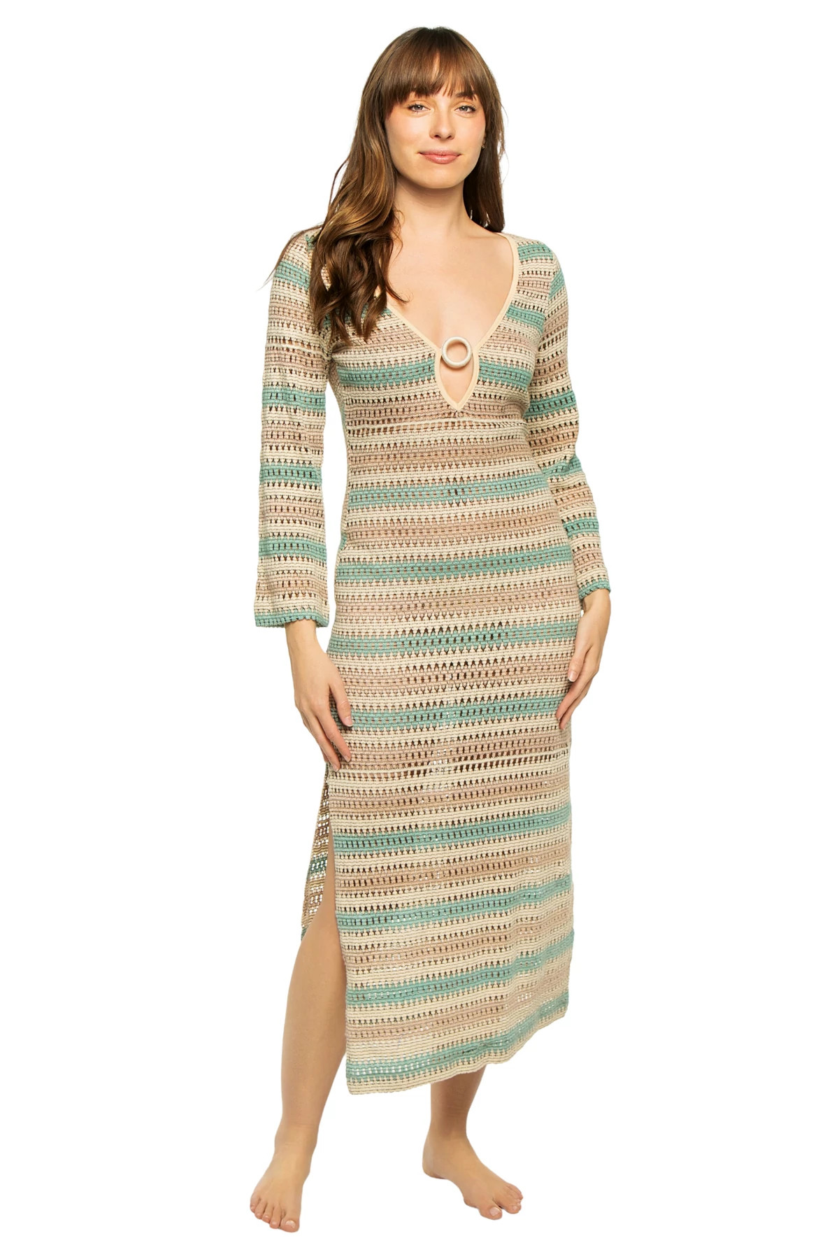 BORA BORA STRIPE Long Sleeve Midi Dress image number 1