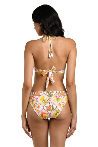 MULTI Floral Raffia Ring Halter Bikini Top