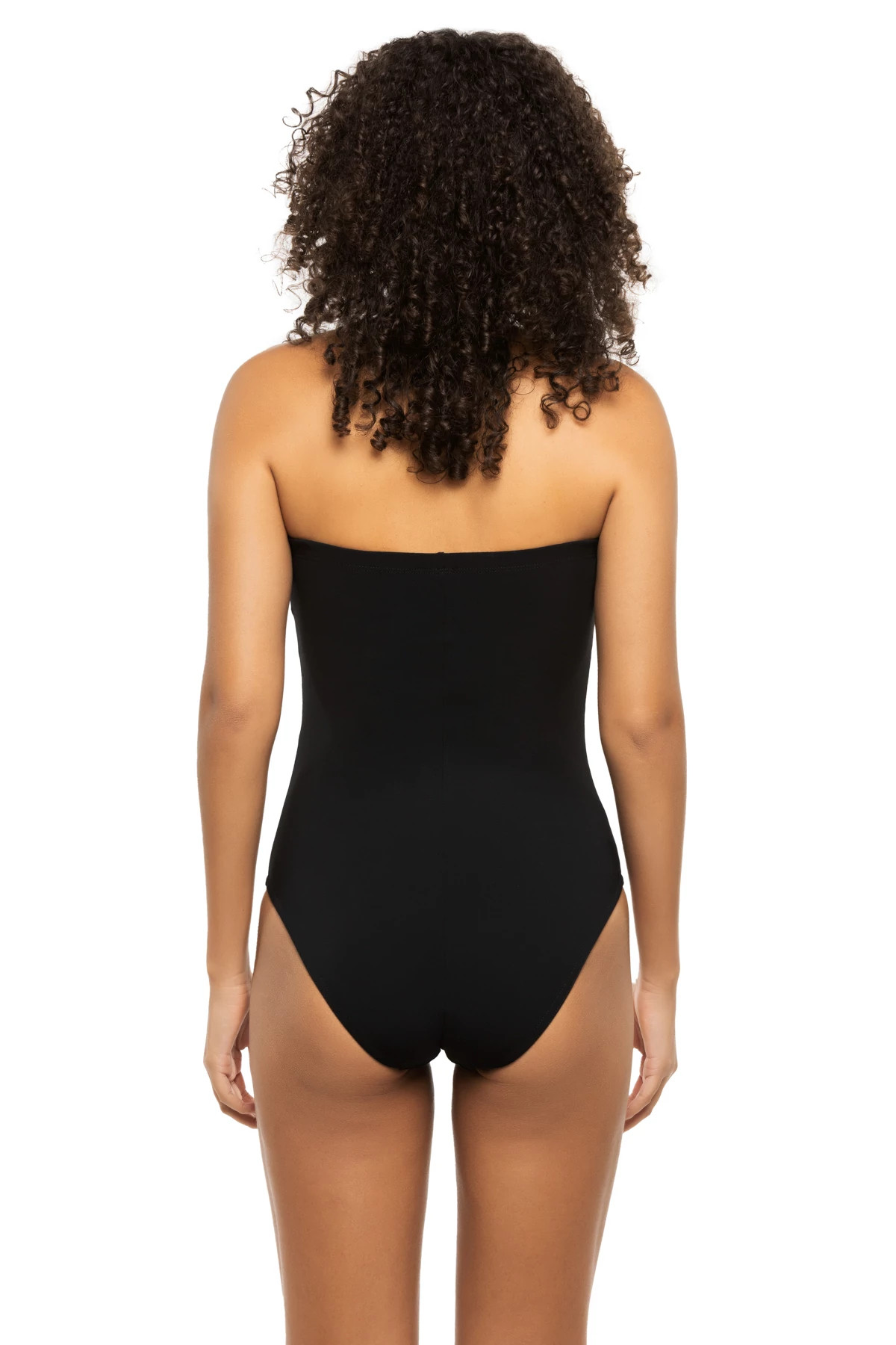 Women Strapless Bandeau One Piece Swimsuits Sexy Mesh Cutout Bathing Suits  Tummy Control Swimwear 