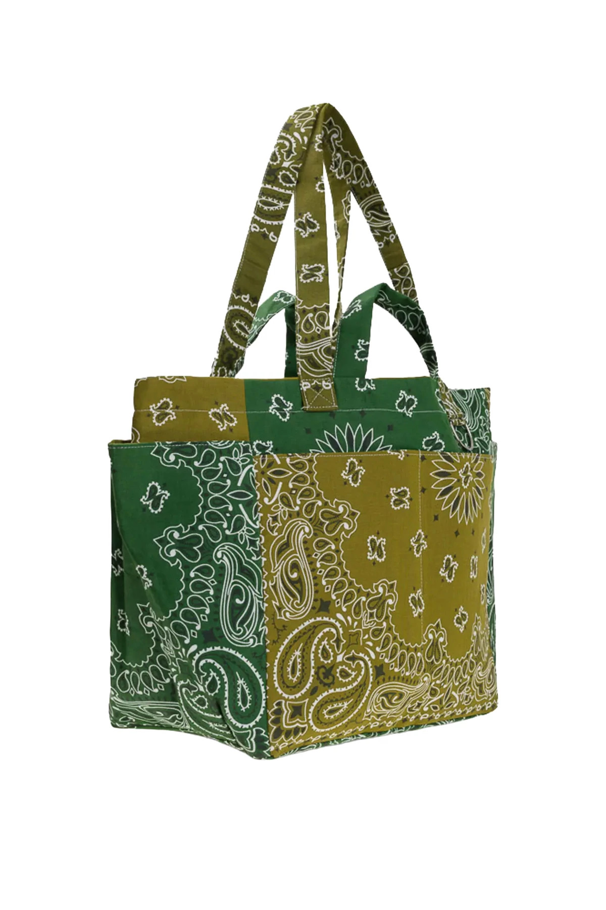 BRONZE/VERT WEEK-END Bandana Patchwork Cotton Picnic Bag image number 3