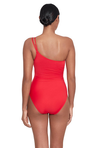 RED Asymmetrical One Piece Swimsuit