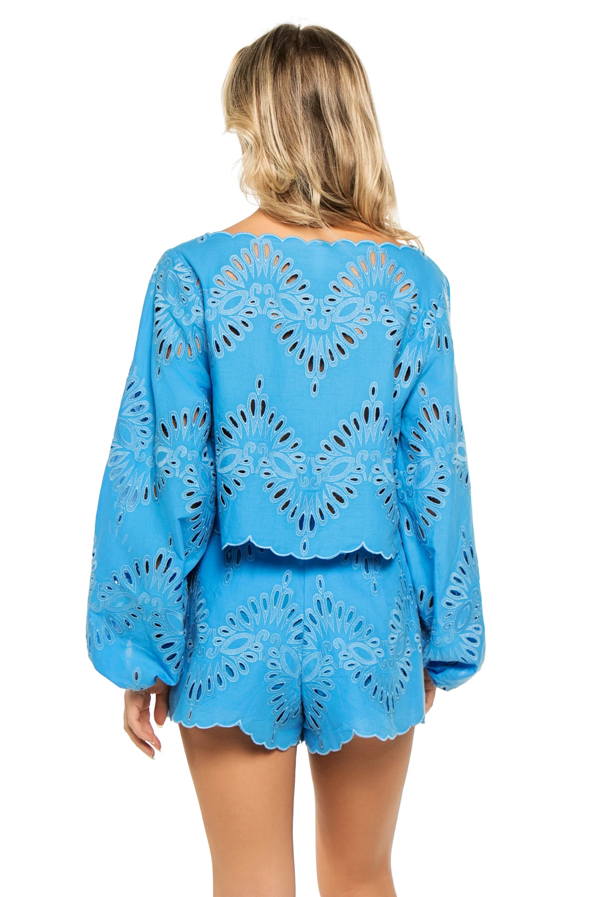 BLUE Danielle Eyelet Crop Top image number 2