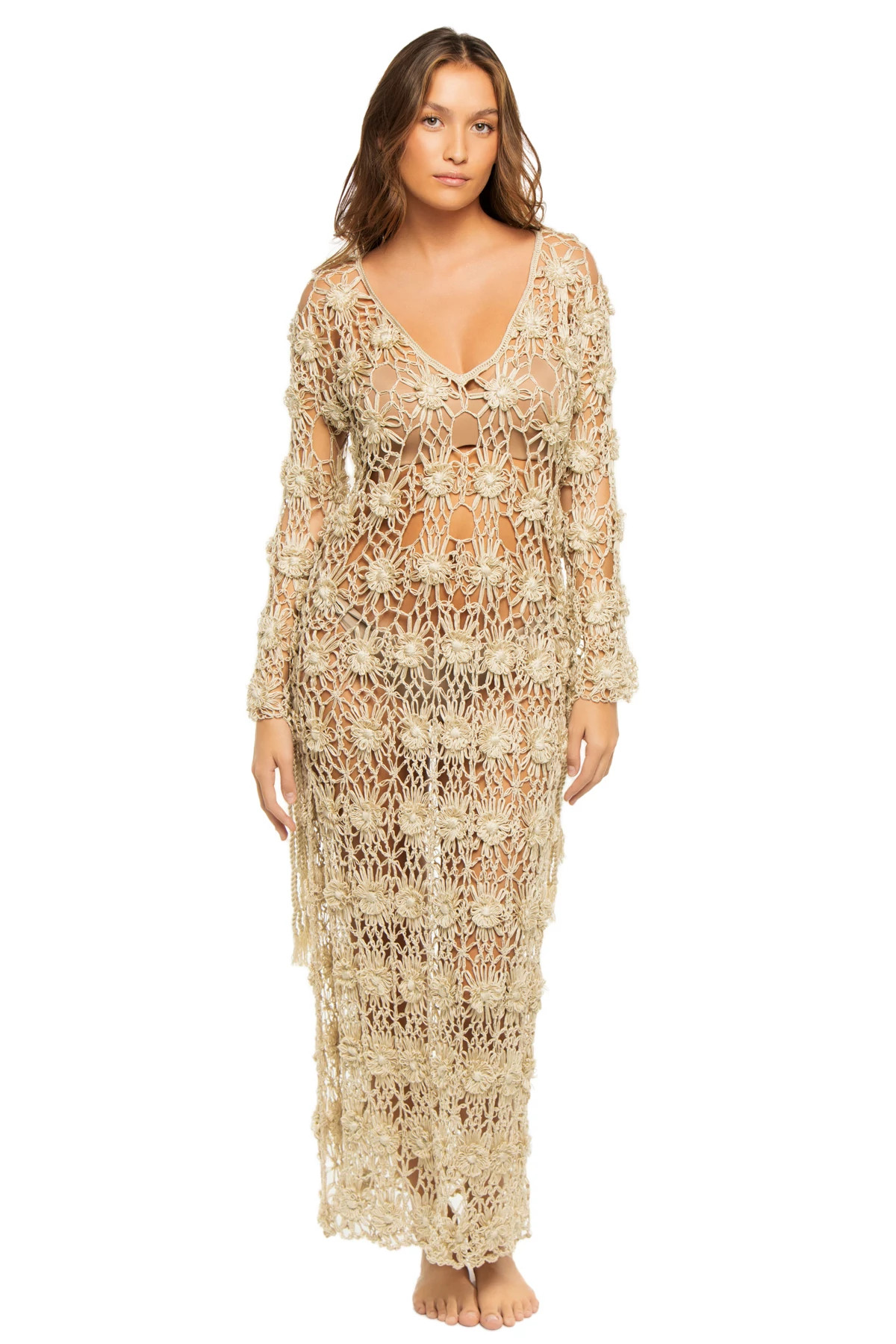 BRONZE Crochet Maxi Dress image number 1