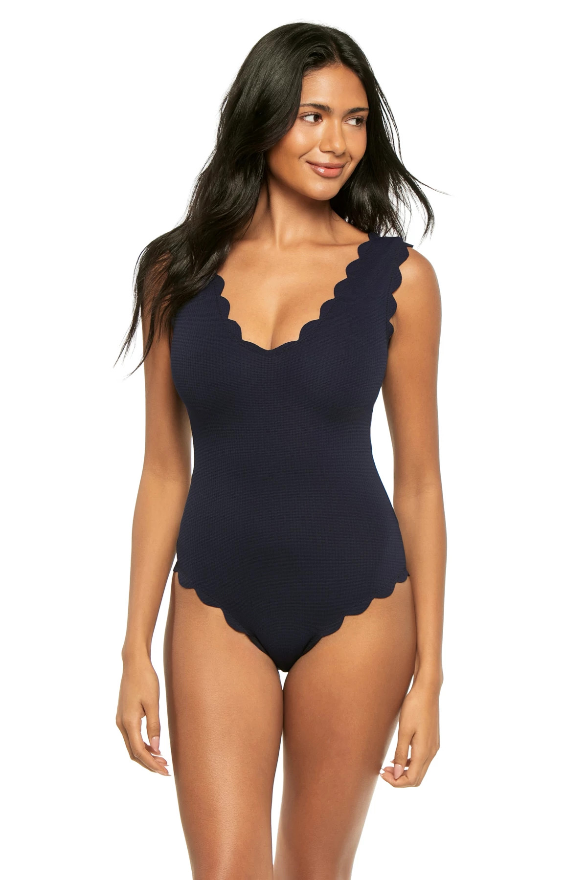 BLACK/INDIGO Charleston Scallop One Piece Swimsuit image number 3