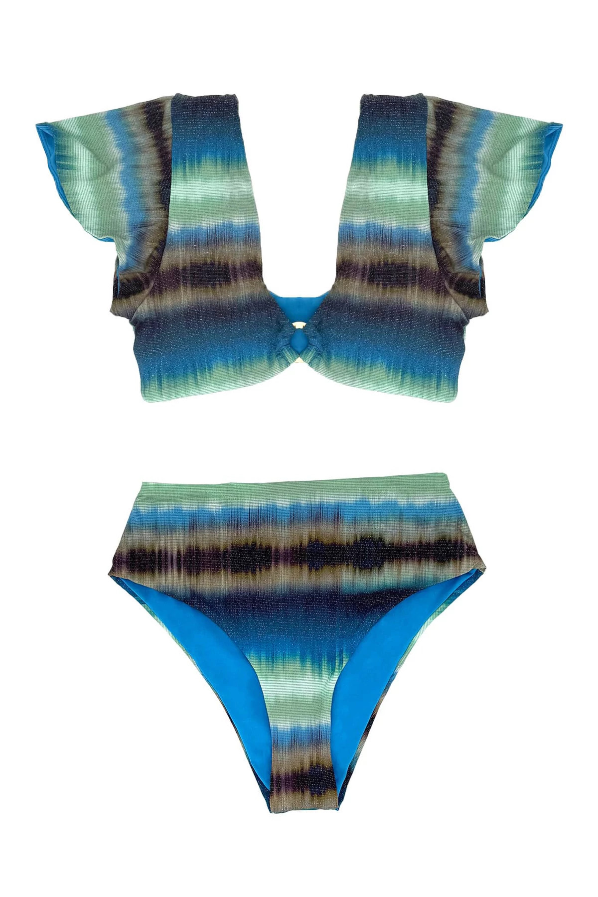 MULTI Ruffle Plunge Bikini Top image number 3