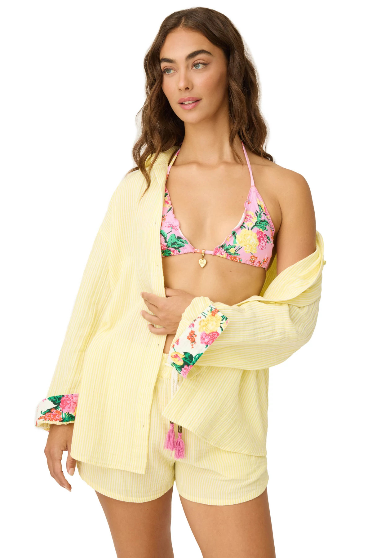 YELLOW Gauzy Shirt Dress image number 3