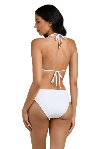 WHITE Shellbound Triangle Halter Bikini Top