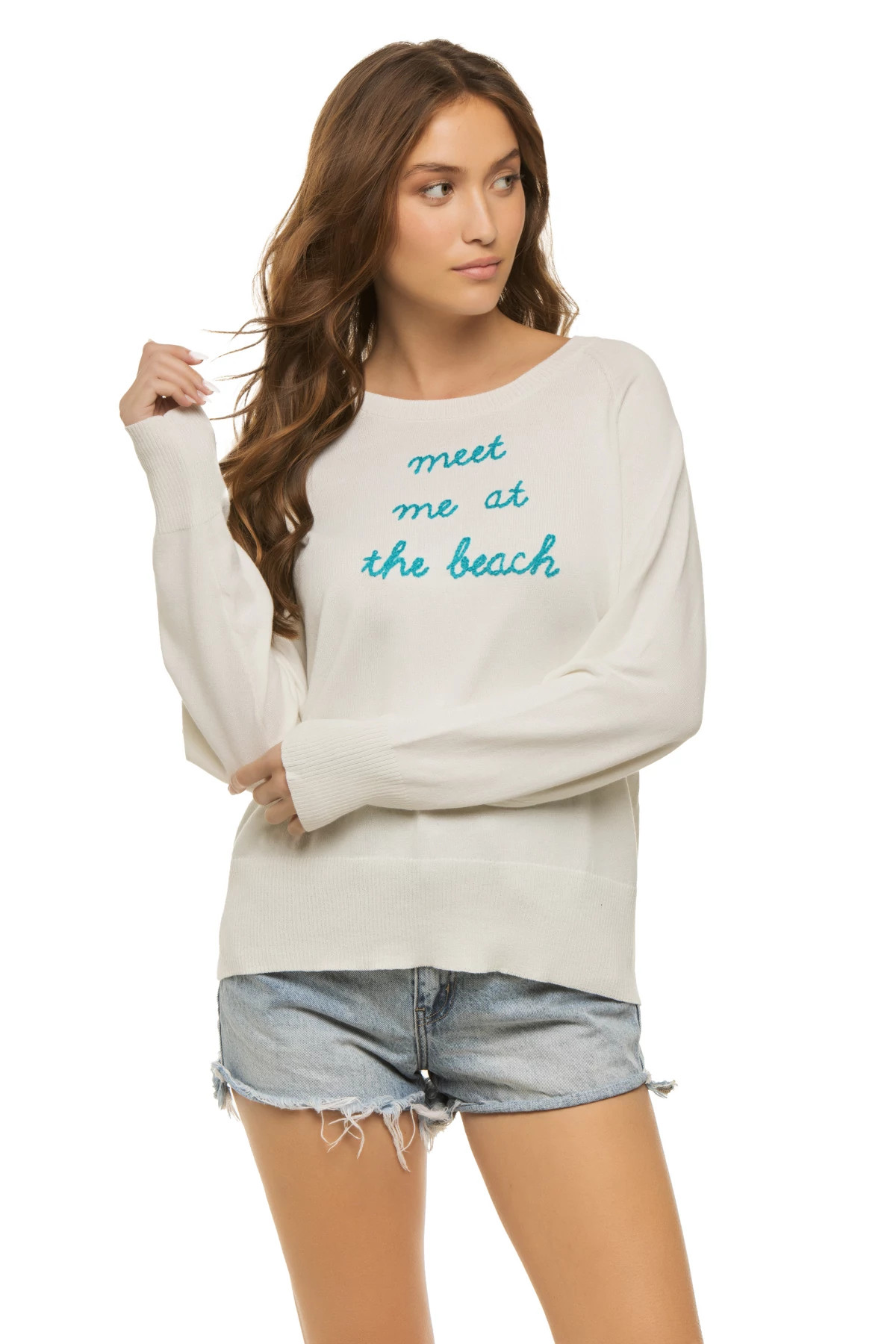 WHITE Meet Me at The Beach Sweater image number 1