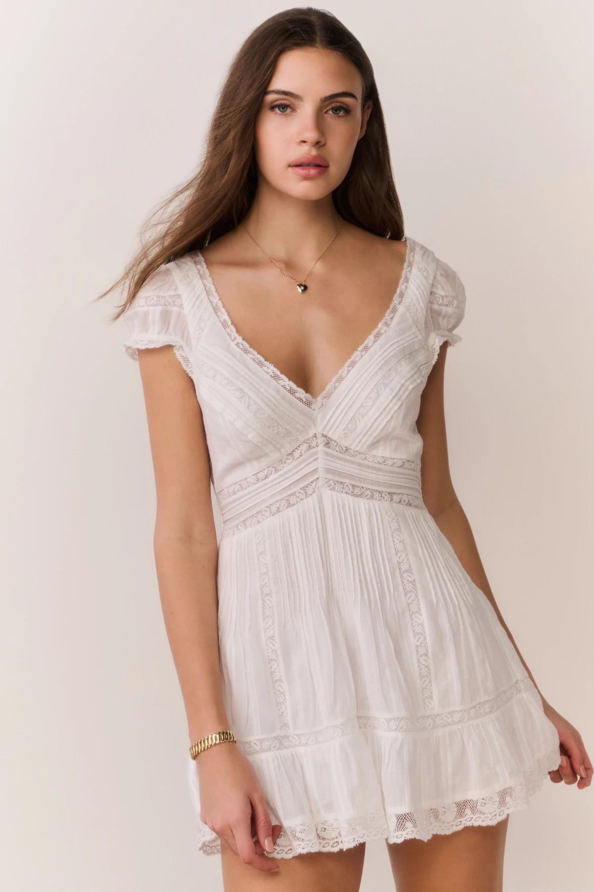 WHITE Edena Lace Mini Dress image number 3
