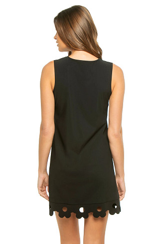 BLACK Flowers High Neck Mini Dress