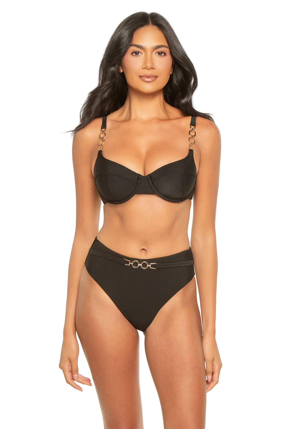 BLACK Mona Ring Strap Underwire Bikini Top image number 1