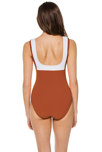 AMBER Textured Over The Shoulder One Piece Swimsuit