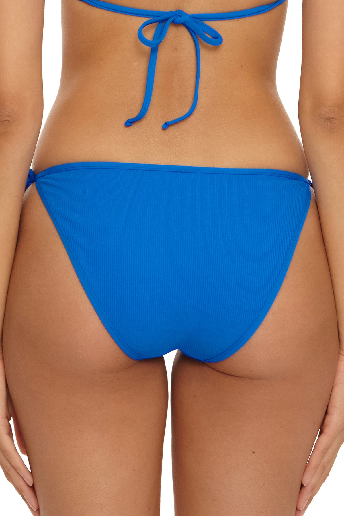 TRUE BLUE Trellis Ribbed Tie Side Bikini Bottom image number 2