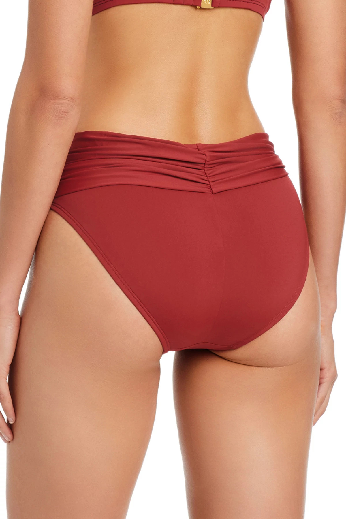 BARCELONA RED Shirred Banded Hipster Bikini Bottom image number 2