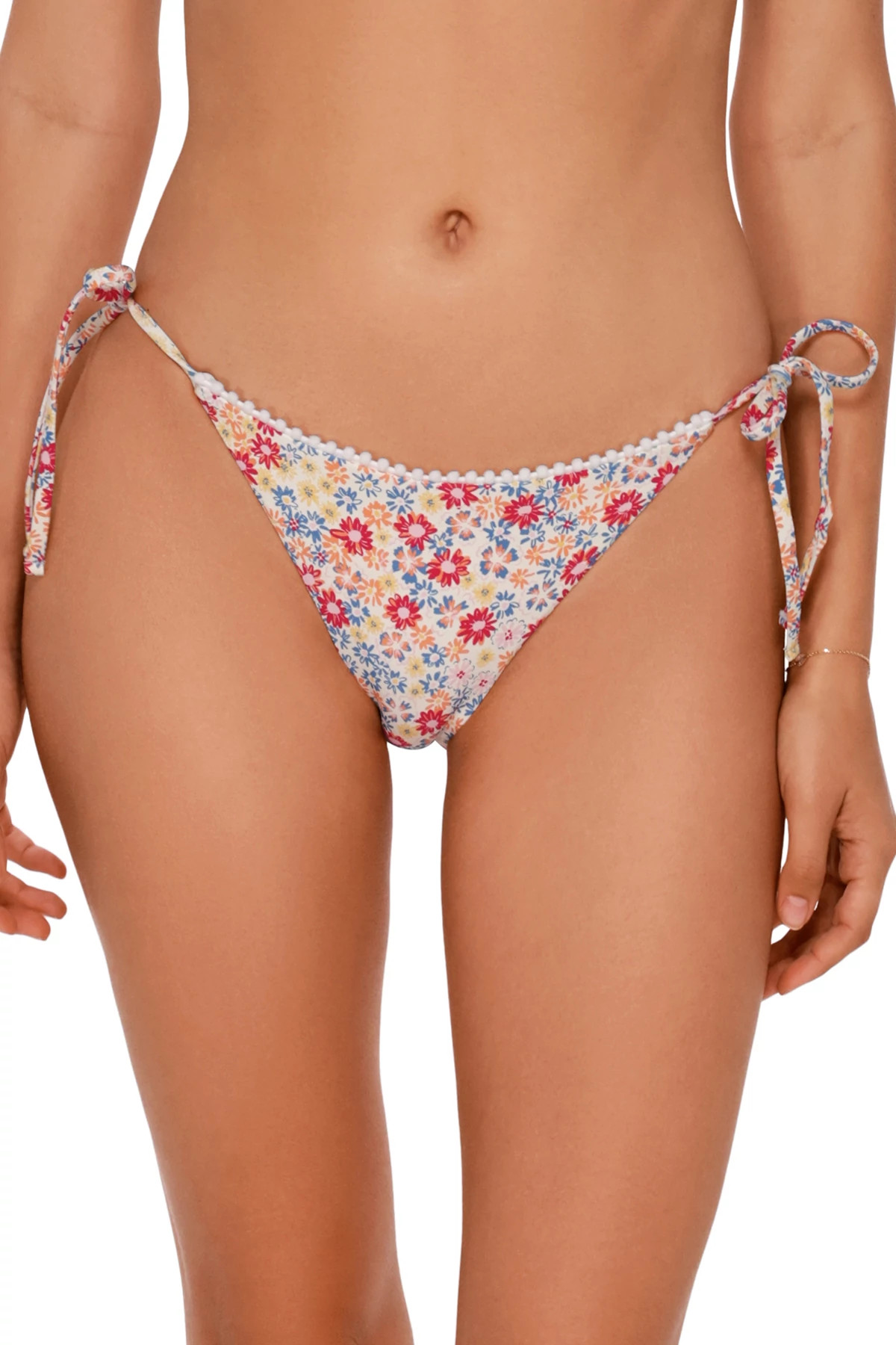 PRAIRIE PETALS Pom Pom Hipster Tie Side Bikini Bottom image number 1