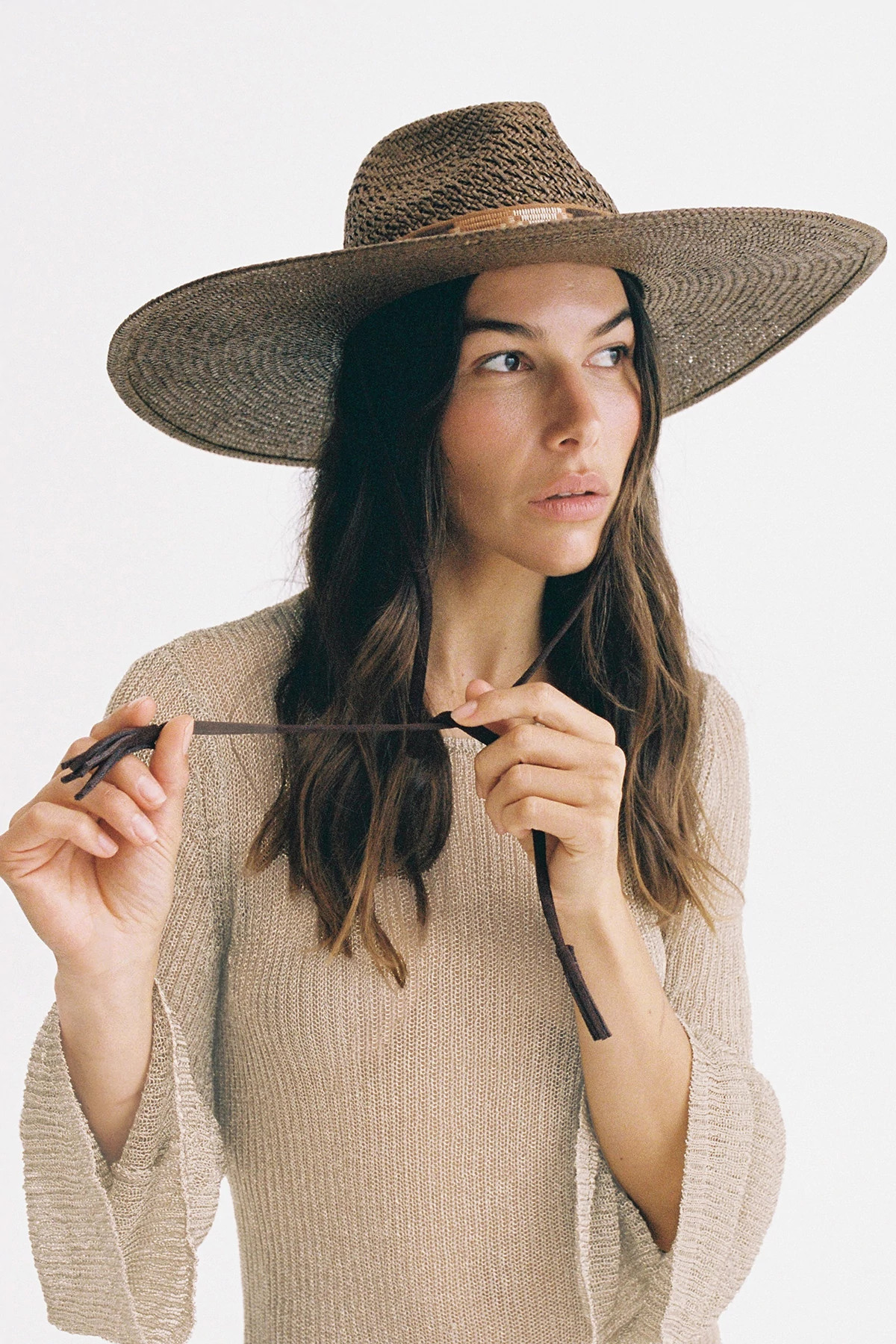 CHOCOLATE Rancho Straw Wide Brim Panama Hat image number 4
