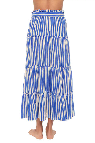 QEBA BLUE Sanaa Striped Tiered Maxi Skirt