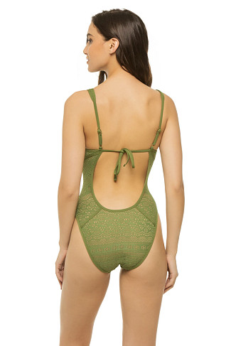 AGAVE/TAN Show & Tell Plunge One Piece Swimsuit