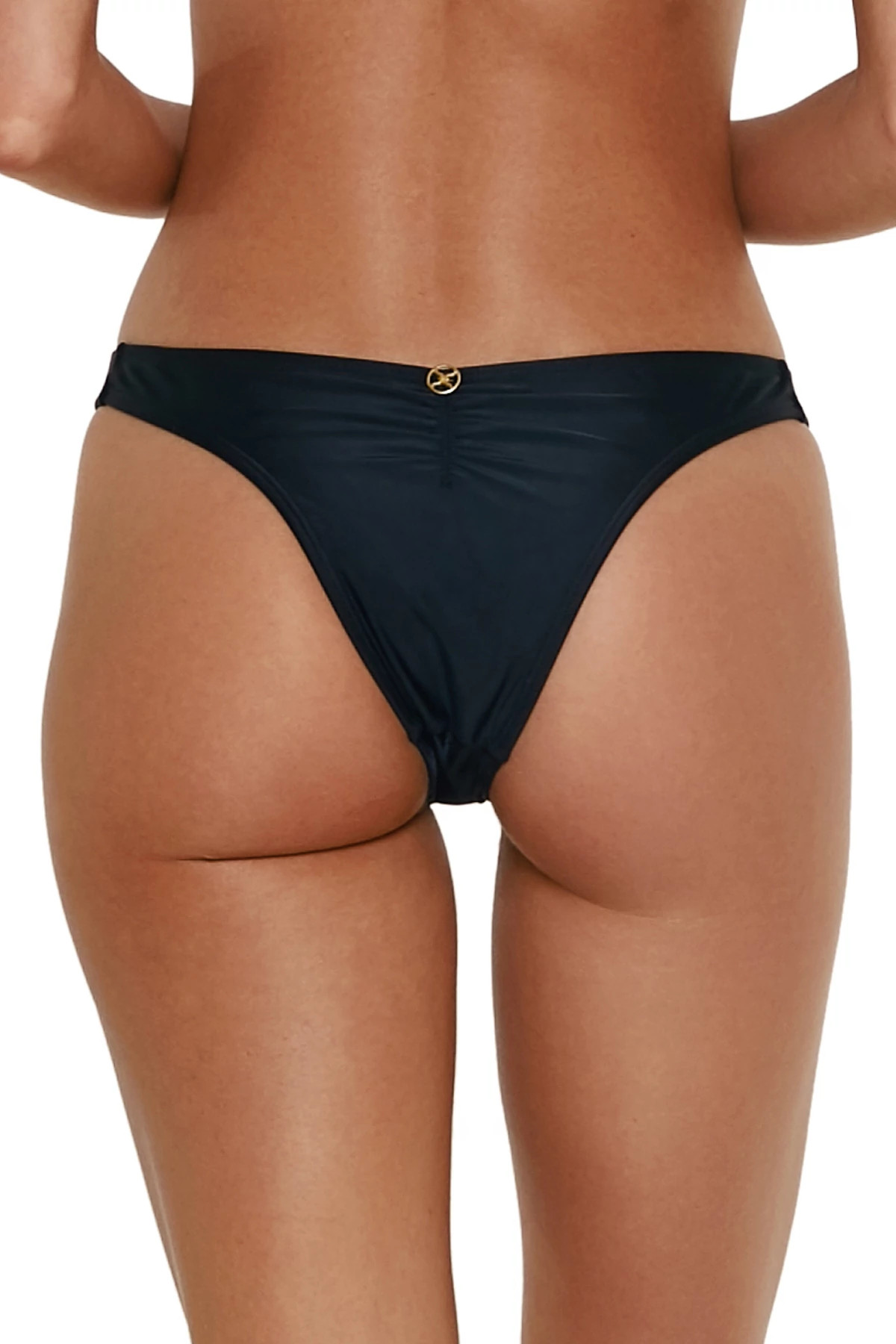 BLACK Fany Tab Side Brazilian Bikini Bottom image number 2