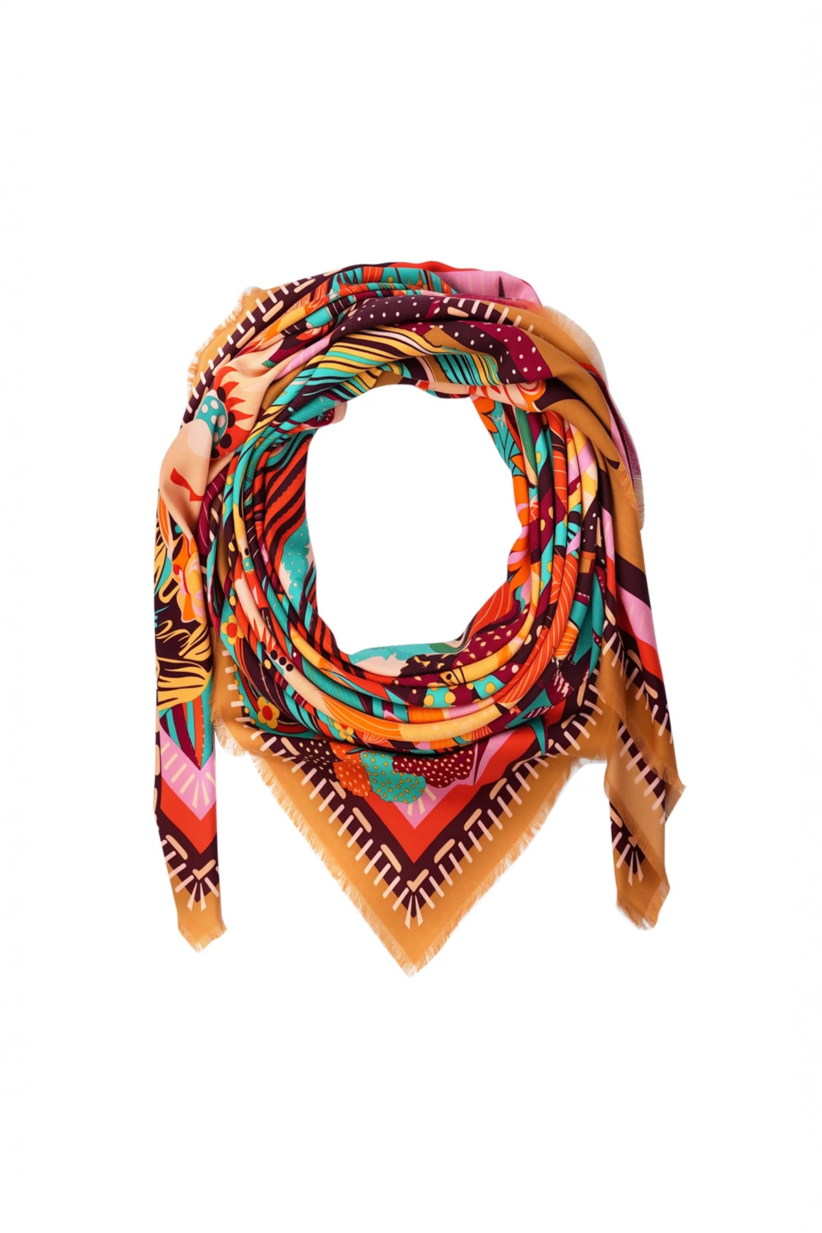 ORANGE Cactus Floral Desert Sarong image number 2