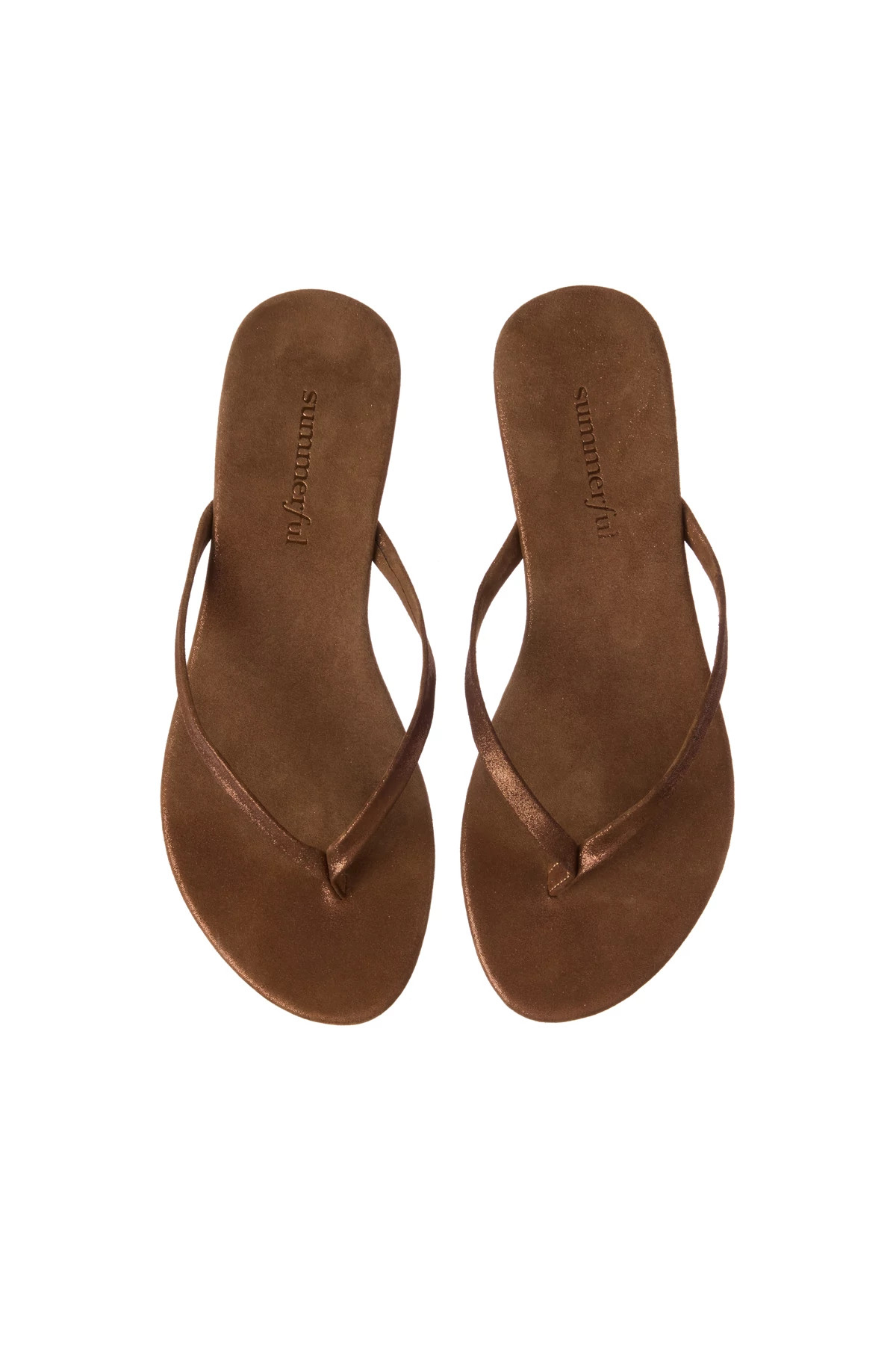 BRONZE Metallic Thong Flip Flops image number 1