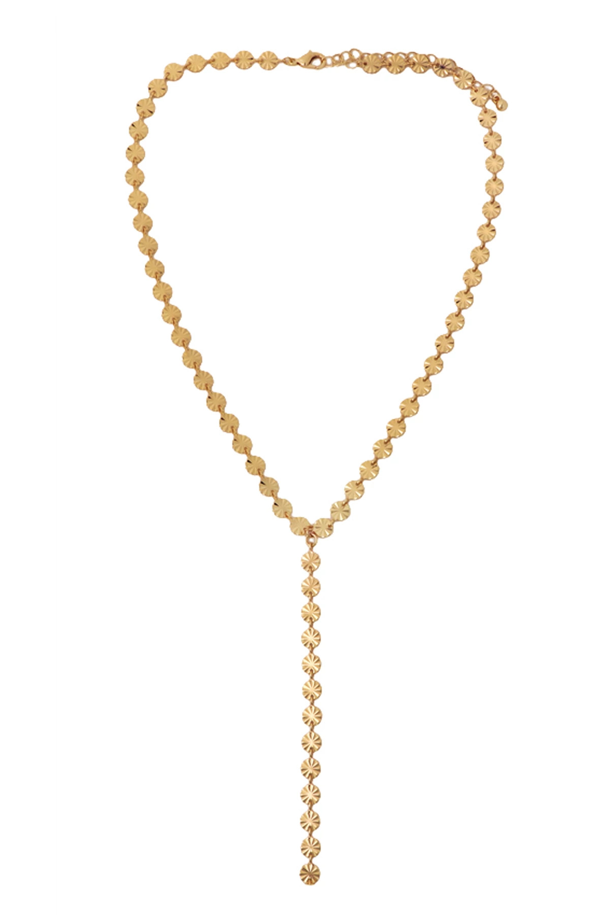 GOLD Starburst Disc Lariat Necklace image number 1