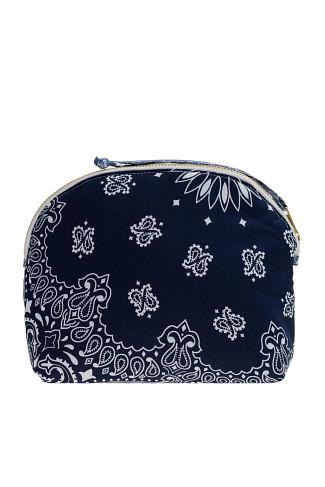 NAVY/CHAMBRAY Mushroom Embroidered Bandana Pouch