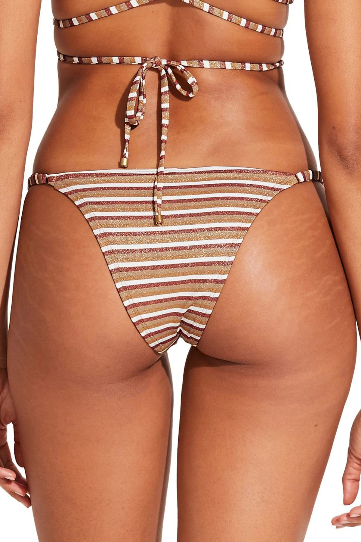 SPARKLE STRIPE Moss Brazilian Bikini Bottom image number 2